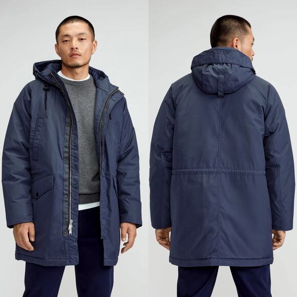 Everlane The ReNew Long Parka Coat India Ink Men's Size Small NWT Primaloft - Picture 1 of 16